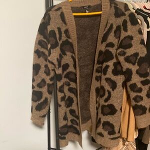 Aqua animal print long cardigan
